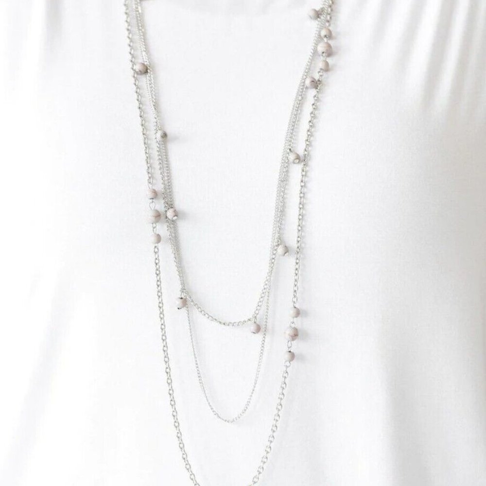 Paparazzi Laying The Groundwork Silver Necklace and Earring Set